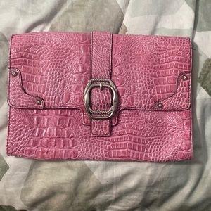 Jessica Simpson Pink Faux Crocodile Clutch bag